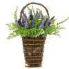 National Tree Company 20 in. Spring Wall Hanging Basket with Astilbe Flowers, Ferns, Leafy Greens