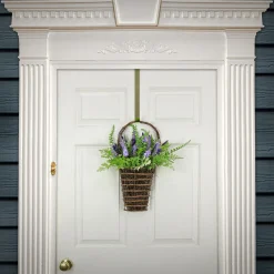 National Tree Company 20 in. Spring Wall Hanging Basket with Astilbe Flowers, Ferns, Leafy Greens