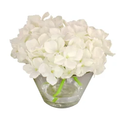 National Tree Company 8 in. Spring White Hydrangea Bouquet in Glass Vase