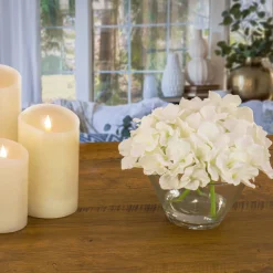 National Tree Company 8 in. Spring White Hydrangea Bouquet in Glass Vase