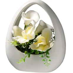 New National Tree Company 9 in. Spring White Lilies and Orchids Flower Pot