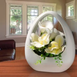 New National Tree Company 9 in. Spring White Lilies and Orchids Flower Pot