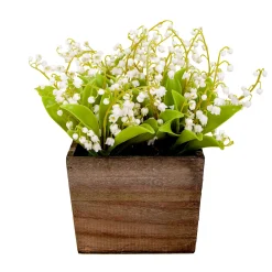 New National Tree Company 10 in. Spring White Lily-of-the-Valley Flowers in Wood Box