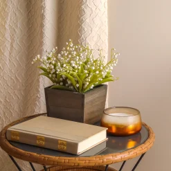 New National Tree Company 10 in. Spring White Lily-of-the-Valley Flowers in Wood Box