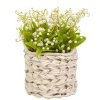 National Tree Company 11 in. Spring White Lily-of-the-Valley Flowers in White Basket