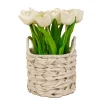 Outlet National Tree Company 10 in. Spring White Tulip Bouquet in White Basket