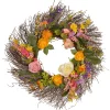 Discount National Tree Company 24 in. Spring Wildflower Wreath with Flower Blooms, Berry Clusters, Leaves