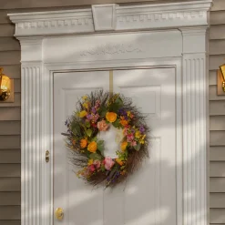 Discount National Tree Company 24 in. Spring Wildflower Wreath with Flower Blooms, Berry Clusters, Leaves