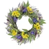 Best National Tree Company 22 in. Spring Wreath with Pansy Blooms, Lavender, and Assorted Blossoms