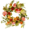 Hot National Tree Company 22 in. Spring Wreath with Assorted Flowers, Fern Fronds, and Leafy Greens