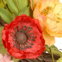 Hot National Tree Company 22 in. Spring Wreath with Assorted Flowers, Fern Fronds, and Leafy Greens
