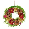 Clearance National Tree Company 17 in. Spring Wreath with Assorted Spring Flower Blooms, Seed Pods, Flowing Green Stems