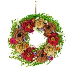 Clearance National Tree Company 17 in. Spring Wreath with Assorted Spring Flower Blooms, Seed Pods, Flowing Green Stems