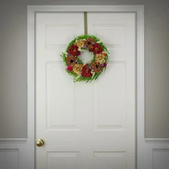Clearance National Tree Company 17 in. Spring Wreath with Assorted Spring Flower Blooms, Seed Pods, Flowing Green Stems