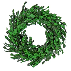 New National Tree Company 18 in. Spring Wreath with Boxwood Flowers, Flowing Green Stems