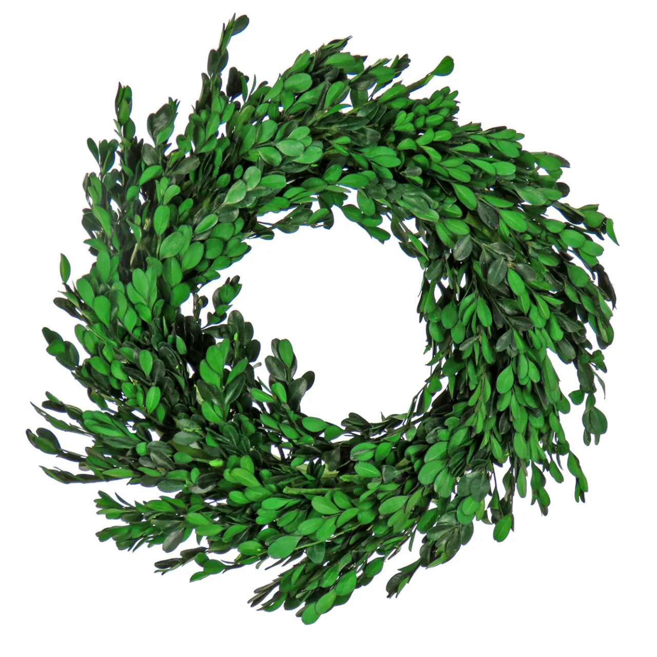 New National Tree Company 18 in. Spring Wreath with Boxwood Flowers, Flowing Green Stems
