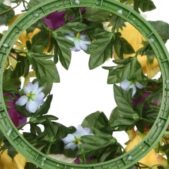 National Tree Company 18 in. Spring Wreath with Colorful Daisies, Hydrangeas, Roses, Leafy Greens