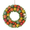 National Tree Company 20 in. Spring Wreath with Colorful Assorted Wood Cut Flowers, Flowing Green Leaves