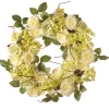 Online National Tree Company 20 in. Spring Wreath with Cream Rose Blooms, Branches, Leafy Greens