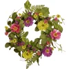 Online National Tree Company 22 in. Spring Wreath with Dasiy Blooms, Leafy Greens