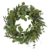 Outlet National Tree Company 22 in. Spring Wreath with Eucalyptus Leaves, Baby's Breath, Flowing Green Stems