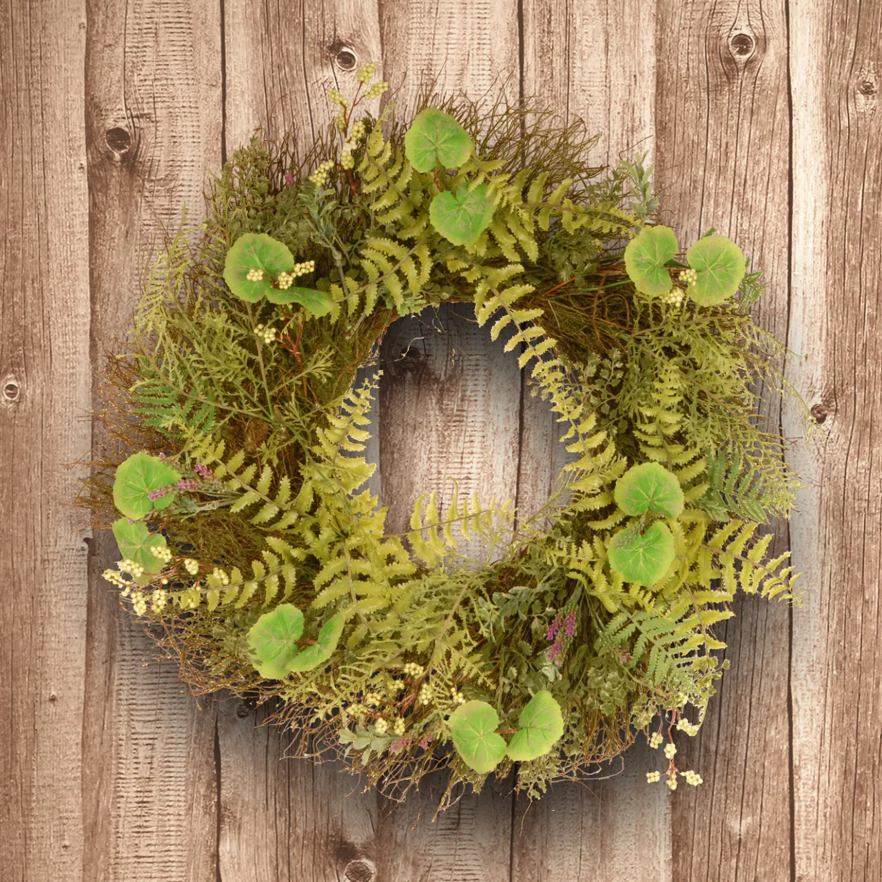 Clearance National Tree Company 24 in. Spring Wreath with Fern Leaves, Lavender, Leafy Greens