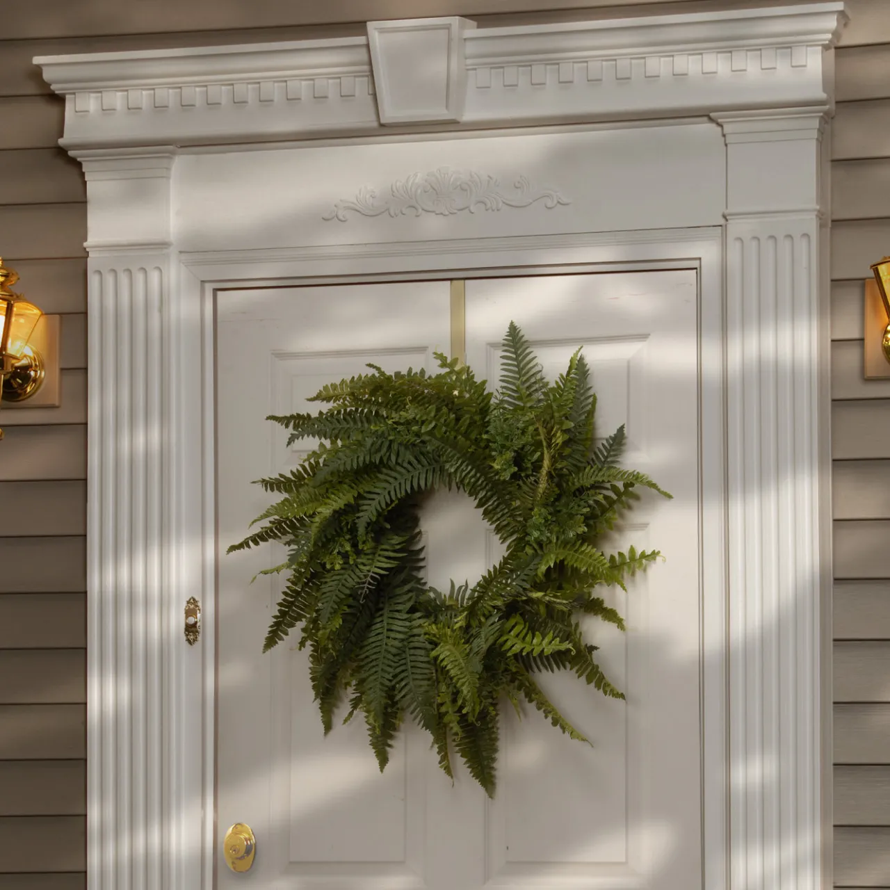 Hot National Tree Company 36 in. Spring Wreath with Fern Leaves and Flowing Green Stems