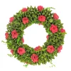 Clearance National Tree Company 18 in. Spring Wreath with Green Assorted Flower Blooms, Seed Pods, Flowing Green Stems