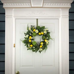 Best National Tree Company 22 in. Spring Wreath with Lemons, Artichokes, Daisy Blooms, Leafy Greens