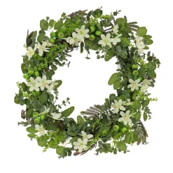 Sale National Tree Company 24 in. Spring Wreath with Mixed Flower Blooms and Flowing Green Stems