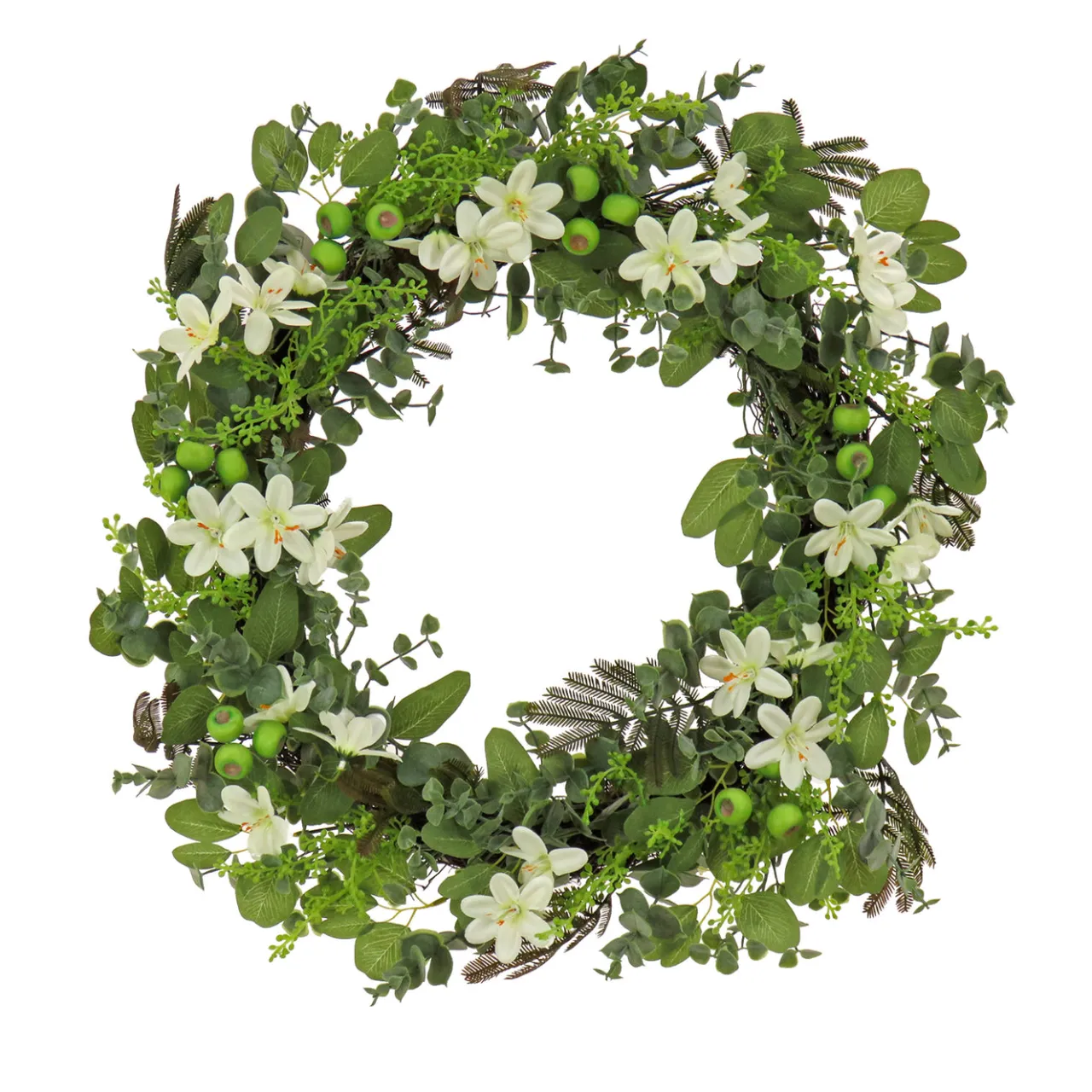 Sale National Tree Company 24 in. Spring Wreath with Mixed Flower Blooms and Flowing Green Stems