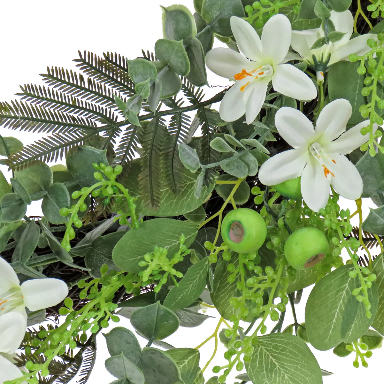 Sale National Tree Company 24 in. Spring Wreath with Mixed Flower Blooms and Flowing Green Stems