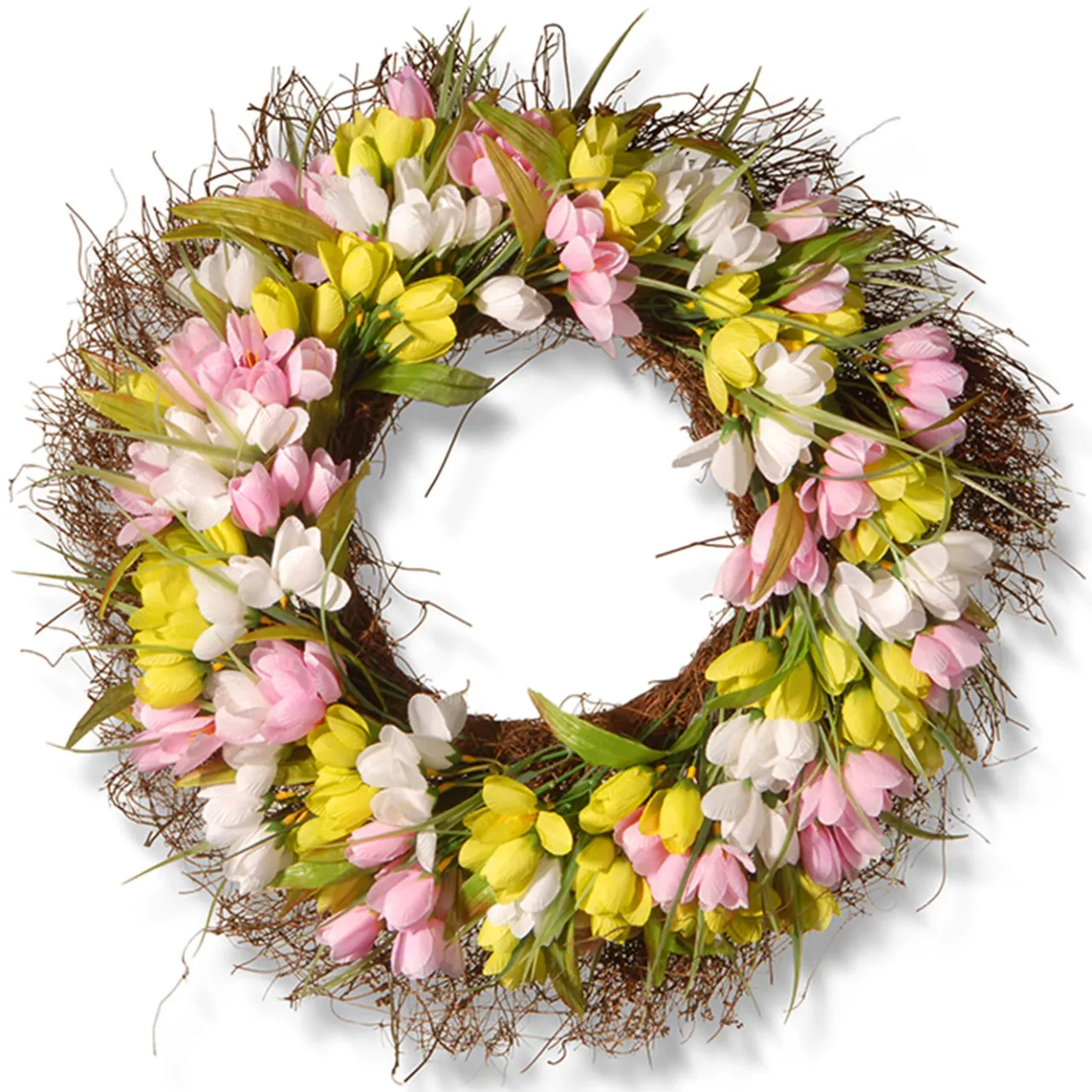 Sale National Tree Company 21 in. Spring Wreath with Pink, Yellow and White Tulips