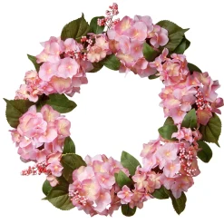 Sale National Tree Company 24 in. Spring Wreath with Pink Hydrangea Blooms, Berry Clusters, Leafy Greens