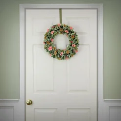 Online National Tree Company 18 in. Spring Wreath with Pink and Brown Assorted Wood Cut Flowers, Flowing Green Leaves