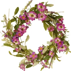 Clearance National Tree Company 20 in. Spring Wreath with Purple Daisy Blooms, Lavender Flowers, and Leafy Greens