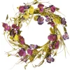 Hot National Tree Company 22 in. Spring Wreath with Purple Pansy and Poppy Flowers, Seed Pods, Leafy Greens