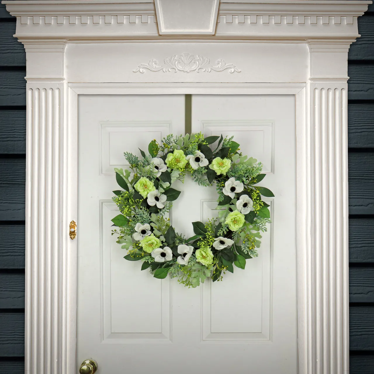 Outlet National Tree Company 24 in. Spring Wreath with Rose and Anemone Blooms