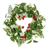 Hot National Tree Company 22 in. Spring Wreath with Strawberries, Petunia Blooms, and Leafy Greens