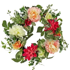 Outlet National Tree Company 22 in. Spring Wreath with Tulip, Poppy, and Buttercup Blooms
