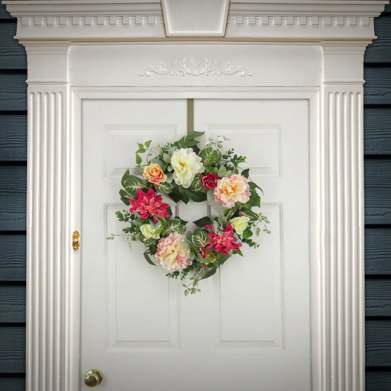 Outlet National Tree Company 22 in. Spring Wreath with Tulip, Poppy, and Buttercup Blooms