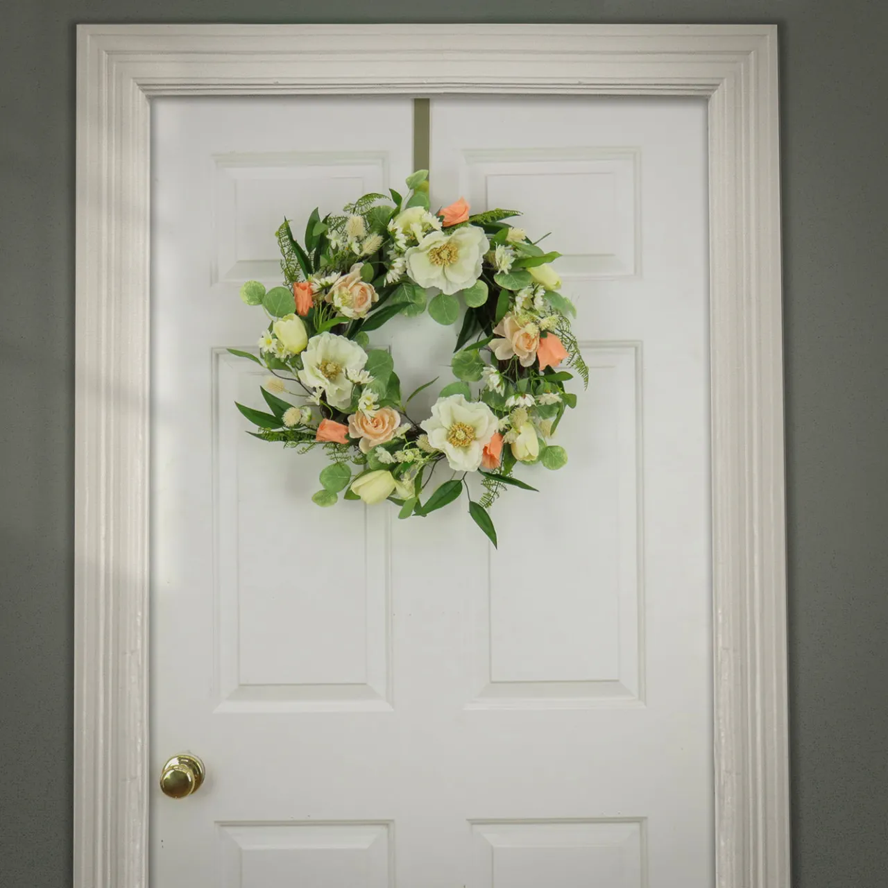 National Tree Company 22 in. Spring Wreath with Tulip, Poppy, and Buttercup Blooms