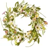 Hot National Tree Company 20 in. Spring Wreath with White and Purple Mixed Flower Blooms, Flowing Green Stems, Seed Pods