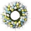 Hot National Tree Company 22 in. Spring Wreath with Yellow, Blue and White Tulips