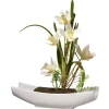 Online National Tree Company 11 in. Spring Yellow Orchids Flower Potted in a White Base