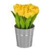 Hot National Tree Company 9 in. Spring Yellow Tulip Bouquet in Metal Pot