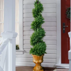 Clearance National Tree Company 54 in. Upright Juniper Slim Spiral Topiary Tree in a Decorative Urn