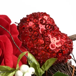 New National Tree Company 20 in. Valentine's Floral Heart Red Roses Wreath