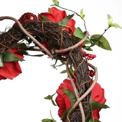 New National Tree Company 20 in. Valentine's Floral Heart Red Roses Wreath