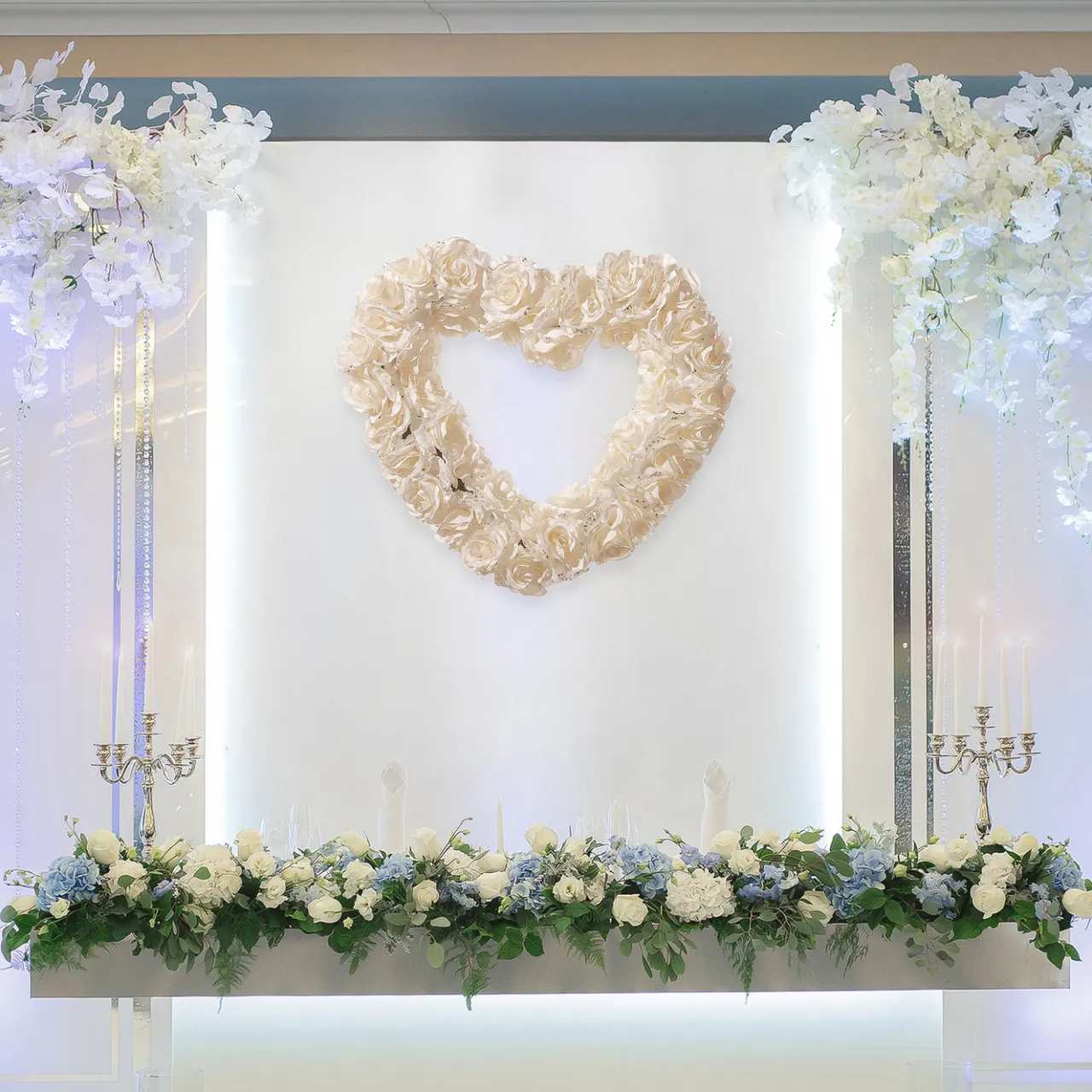 Hot National Tree Company 20 in. Valentine's Floral Heart White Roses Wreath